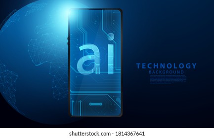 stock market Ai phone, economic graph with diagrams, business and financial concepts and reports, abstract technology communication concept vector background