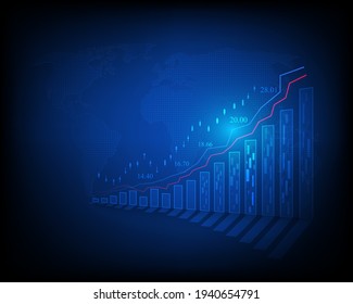 Stock market analysis, business graphs, foreign exchange rates, finance and global money transfers.