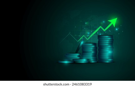 stock market analysis graph Technology concept, marketing, finance, business on laptop