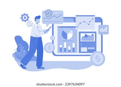 Stock Market analysis Illustration concept on a white background