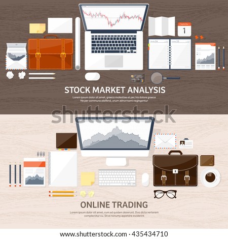 Stock Market Analysisfinance Flat Style Illustration Money Investing - 