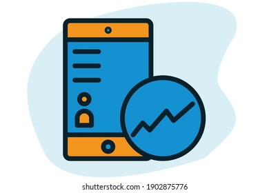 Stock market app icon filled line color in flat design analytics  and seo symbol. Stock Market Related.