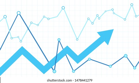 Stock market with arrow. White background