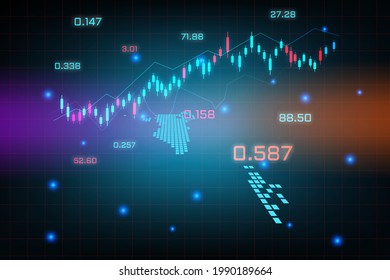 Stock market background or forex trading business graph chart for financial investment concept of Bahrain map. business idea and technology innovation design.