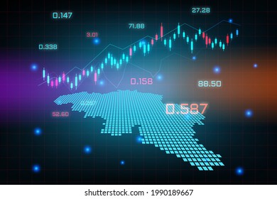 Stock market background or forex trading business graph chart for financial investment concept of Belgium map. business idea and technology innovation design.