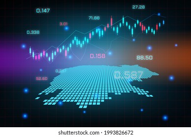 Stock Market Background Or Forex Trading Business Graph Chart For Financial Investment Concept Of Cambodia Map. Business Idea And Technology Innovation Design.