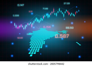 Stock market background or forex trading business graph chart for financial investment concept of India map. business idea and technology innovation design.