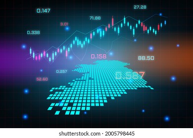 Stock market background or forex trading business graph chart for financial investment concept of Ireland map. business idea and technology innovation design.