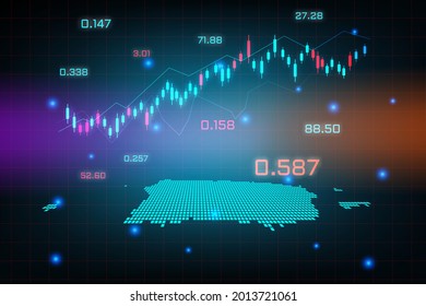 Stock market background or forex trading business graph chart for financial investment concept of Puerto Rico map. business idea and technology innovation design.