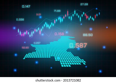 Stock Market Background Or Forex Trading Business Graph Chart For Financial Investment Concept Of Pakistan Map. Business Idea And Technology Innovation Design.