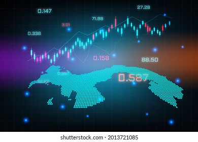 Antecedentes del mercado de valores o gráfico gráfico de operaciones de mercado de divisas para el concepto de inversión financiera del mapa de Panamá. diseño de innovación tecnológica y de ideas empresariales.