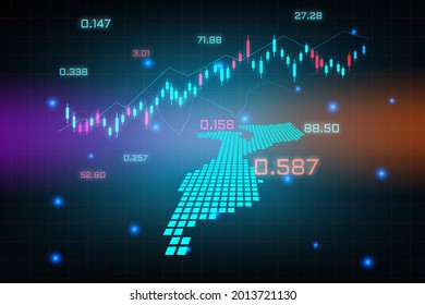 Stock market background or forex trading business graph chart for financial investment concept of Mozambique map. business idea and technology innovation design.