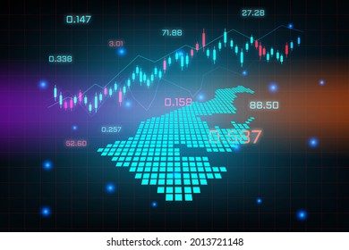 Stock market background or forex trading business graph chart for financial investment concept of Monaco map. business idea and technology innovation design.