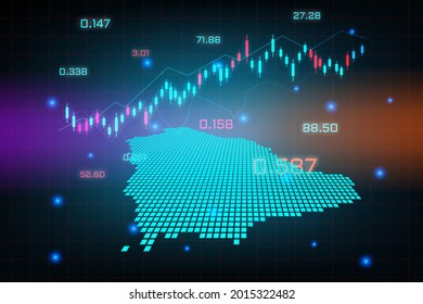 Stock market background or forex trading business graph chart for financial investment concept of Saudi Arabia map. business idea and technology innovation design.