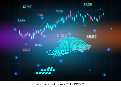 Stock market background or forex trading business graph chart for financial investment concept of South Korea map. business idea and technology innovation design.