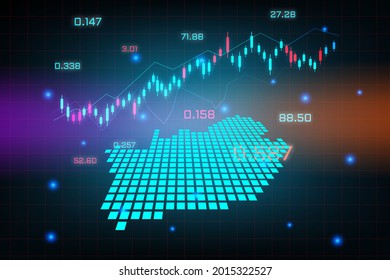 Stock Market Background Or Forex Trading Business Graph Chart For Financial Investment Concept Of South Africa Map. Business Idea And Technology Innovation Design.