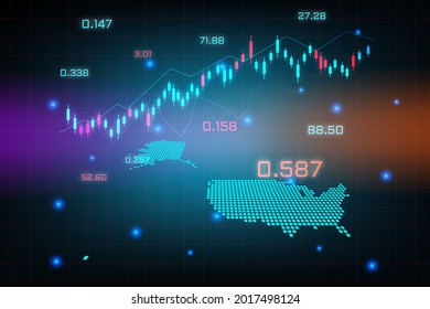 Stock market background or forex trading business graph chart for financial investment concept of Usa Mercator map. business idea and technology innovation design.