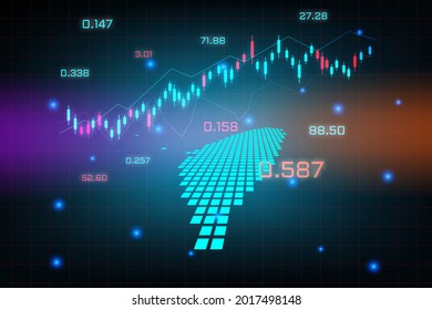 Antecedentes en el mercado de valores o gráfico gráfico del gráfico de operaciones de mercado de divisas para el concepto de inversión financiera del mapa de Taiwán. diseño de innovación tecnológica y de ideas empresariales.