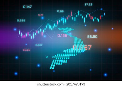 Stock market background or forex trading business graph chart for financial investment concept of Vietnam map. business idea and technology innovation design.