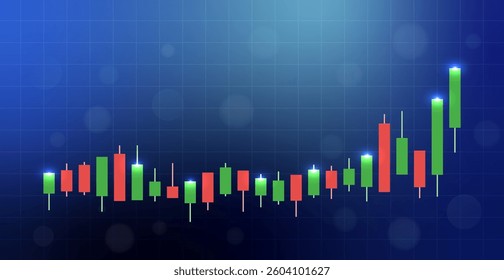 Stock Market Background with Trading Graph And Bokeh Light. Finance Banner. Wallpaper. Vector Illustration