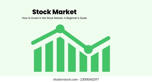 Stock Market Banner on Light Background. Stylish Banner on Investment with Black Text and Colored Green Chart for Business and Finance