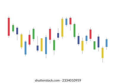 Stock market bar graph, candlestick chart, finance trade data, vector illustration.