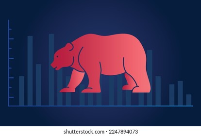 Stock market bear market. Downward trend charts on the investment platform, fall with bear crypto currency or stocks vector