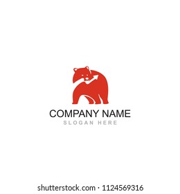 stock market bear holding arrow up side vector logo design