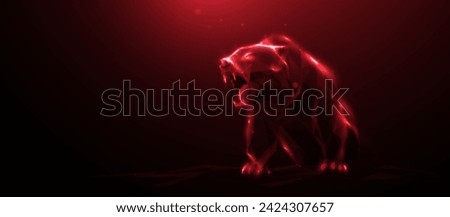 Stock Market. Bear market trading. Down trend. Low poly wireframe, lines. Illustration vector