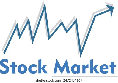 Stock market blue colour with vector white  background, stock market, up-arrow with stock Market, Arrow with stock Market 