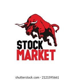 Stock market Bull vector logo illustration