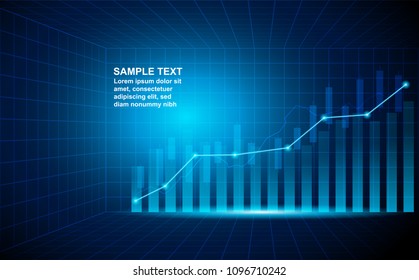 Stock market. Candle stick graph chart of stock market investment trading. Stock market data. Bullish point, Trend of graph . blue background. Vector illustration
