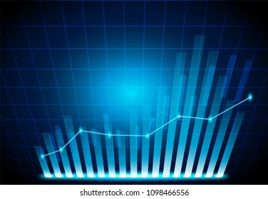 Stock market. Candle stick graph chart of stock market investment trading. Stock market data. Bullish point, Trend of graph . blue background. Vector illustration 