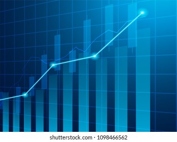 Stock market. Candle stick graph chart of stock market investment trading. Stock market data. Bullish point, Trend of graph . blue background. Vector illustration 