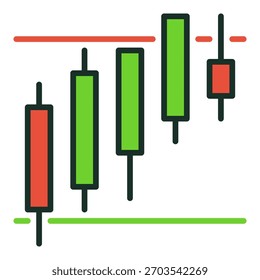 Stock Market Candlestick Chart vector Candle Graph in Range concept colored icon or sign