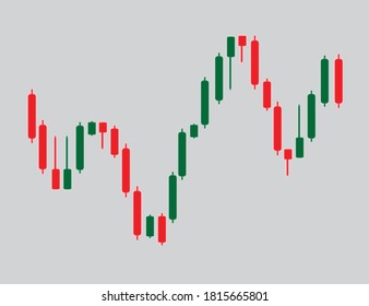 Stock market candlestick graph vector illustration. Foreign currence exchange chart with lines and grid graphic design. 