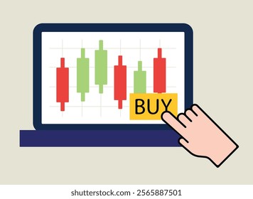 Stock market candlestick statistics buy sell illustration