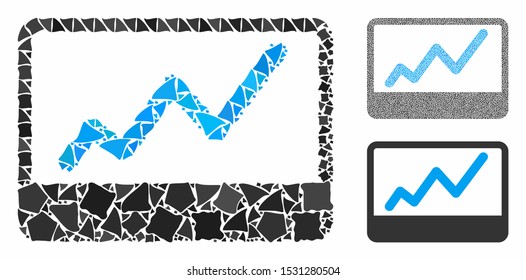 Stock market chart composition of rugged items in various sizes and shades, based on stock market chart icon. Vector bumpy items are grouped into collage.