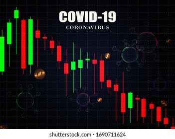 Stock market chart in down trend crisis from covid19 virus outbreak. Corona virus outbreak pandemic affects the economy