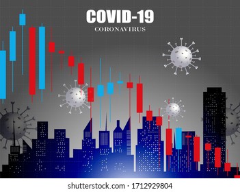 Börsenplan in rückläufiger Trendkrise nach dem Ausbruch des Covid19-Virus. Die Epidemie des Corona-Virus betrifft die Wirtschaft