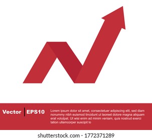 Gráfico del mercado de valores icono rojo plano, vector.
