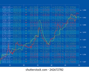 Stock Market Chart on Blue Background