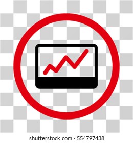 Stock Market Chart vector bicolor rounded icon. Image style is a flat icon symbol inside a circle, red and black colors, transparent background.