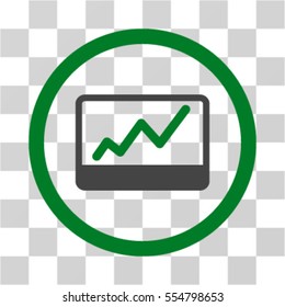 Stock Market Chart vector bicolor rounded icon. Image style is a flat icon symbol inside a circle, green and gray colors, transparent background.