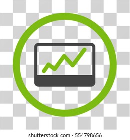 Stock Market Chart vector bicolor rounded icon. Image style is a flat icon symbol inside a circle, light green and gray colors, transparent background.