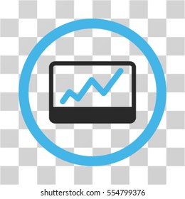 Stock Market Chart vector bicolor rounded icon. Image style is a flat icon symbol inside a circle, blue and gray colors, transparent background.
