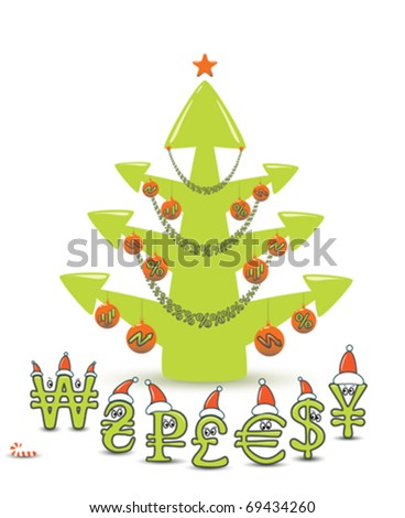 Stock Market Christmas Tree Concept Currency Stock Vector Royalty - 