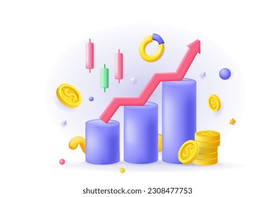 Stock market concept 3D illustration. Vector illustration for modern web design