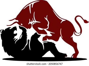 Stock Market Concept With Bull And Bear Free Vector