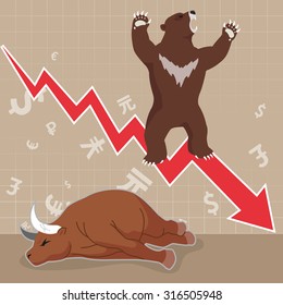 Stock market concept bull and bear